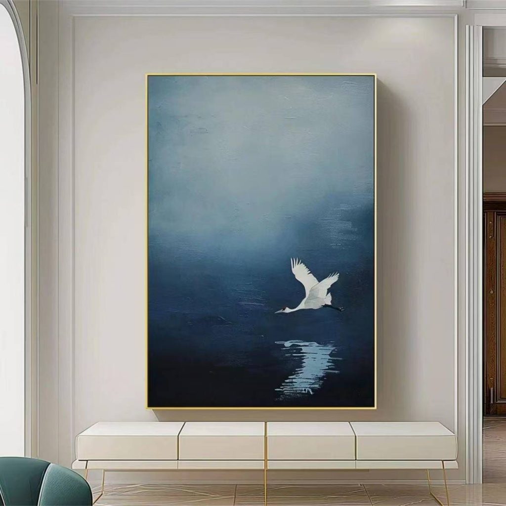 Emerald Blue Bird Painting Wall Art