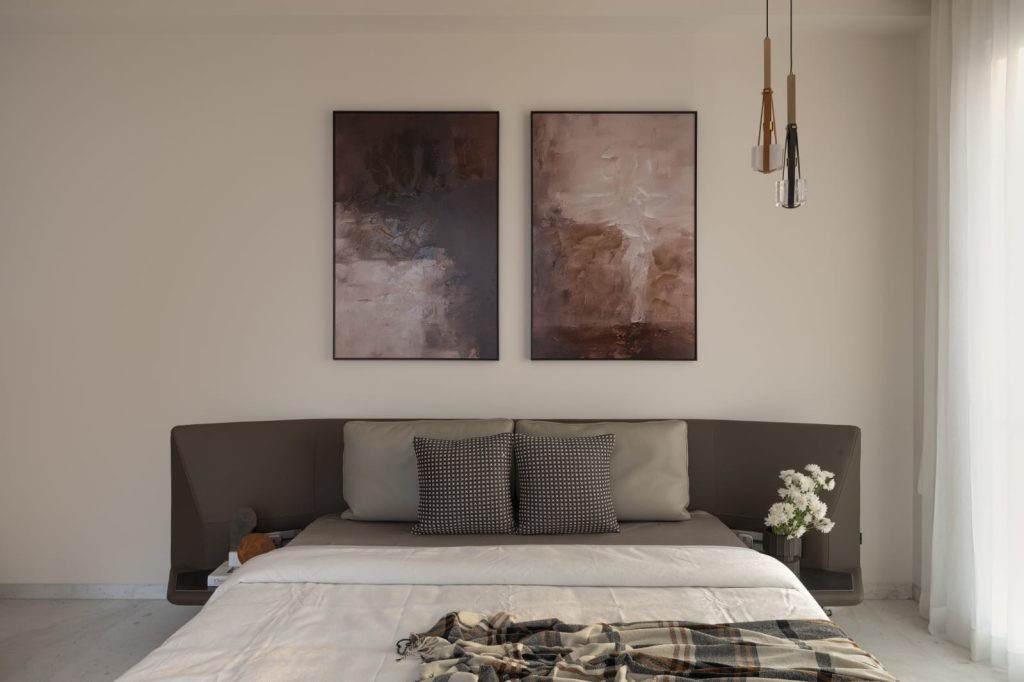 Beige And Brown Minimalist Painting